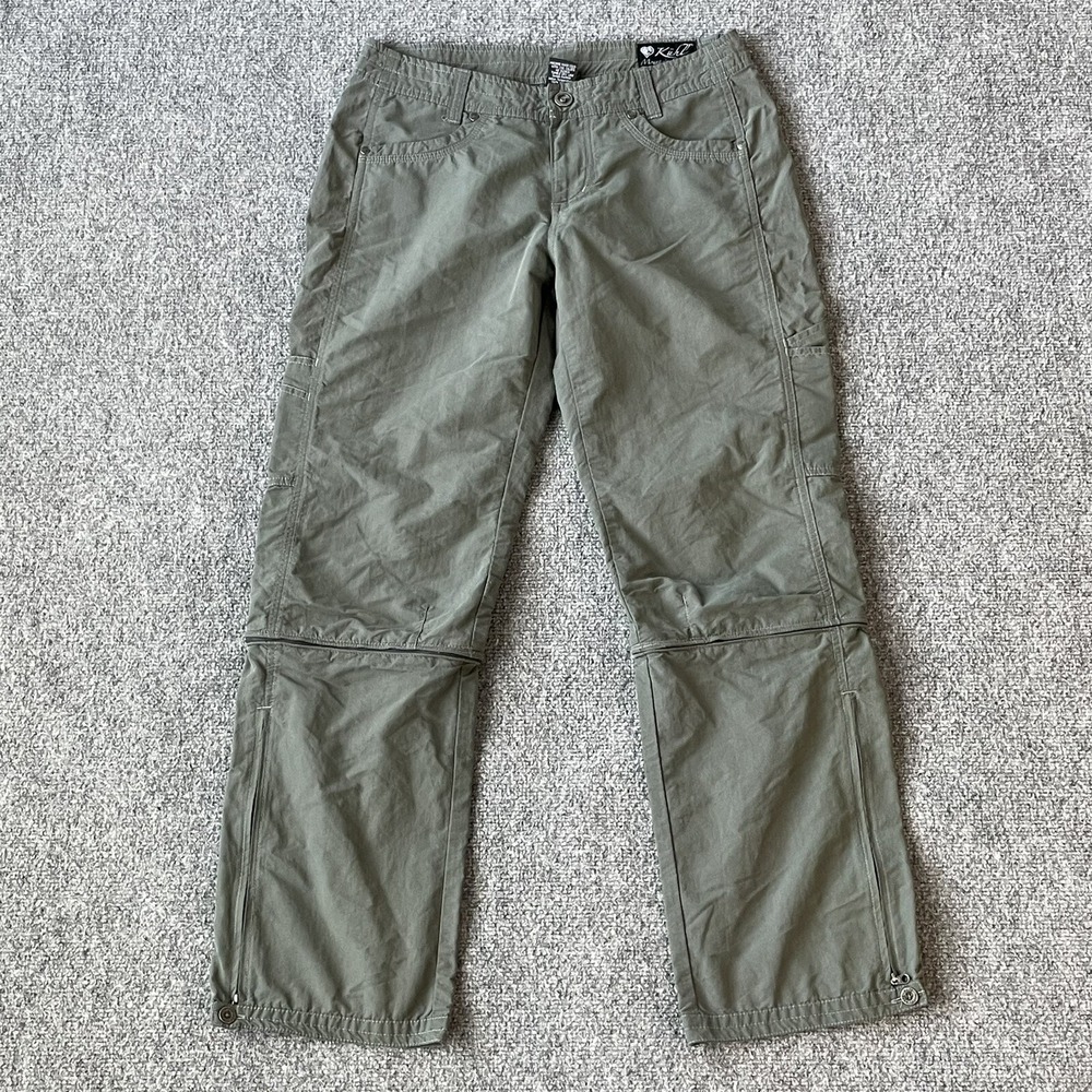 KUHL Pants Women 8 Green Convertible Zip Off Hiking Performance Trouser 32 X 28